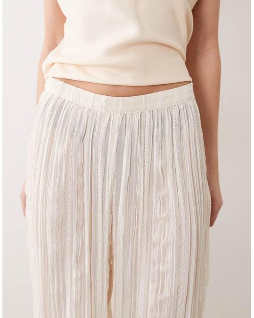 ASOS Natural Ruffle Boho Hareem Pants With Cuff Detail