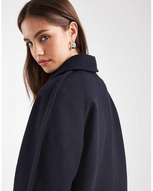 ASOS Blue Mid Length Car Coat With Quilted Lining