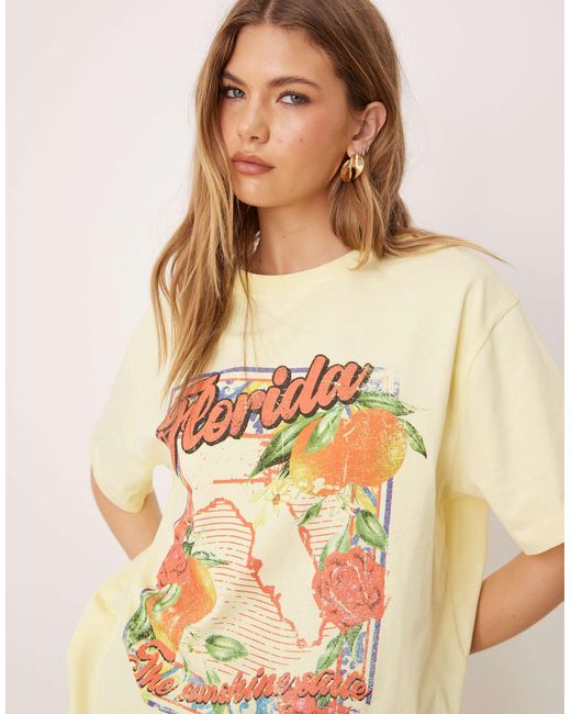 ASOS Yellow Oversized T-shirt With Florida Graphic