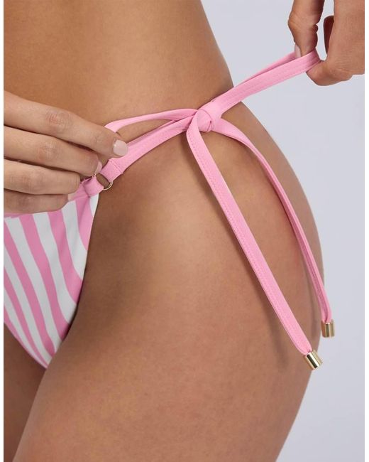 Boux Avenue Pink Barbuda Striped Triangle Bikini Top Summer Removable Pads