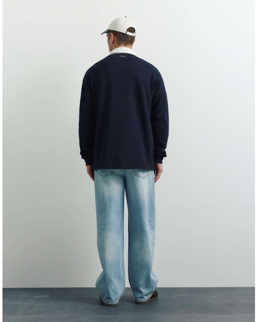 Pull&Bear Langarm-polohemd in Blue für Herren
