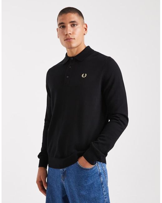 Fred Perry Gebreide Polotrui in het Blue voor heren