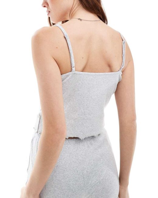 Top De Pijama Gris Jaspeado De Tirantes De Punto Pointelle Acanalado De (Parte De Un Conjunto) Cotton On de color White