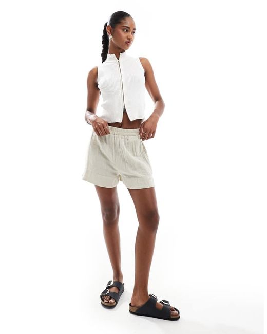 Brave Soul White Ribbed Knitted Waistcoat With Zip