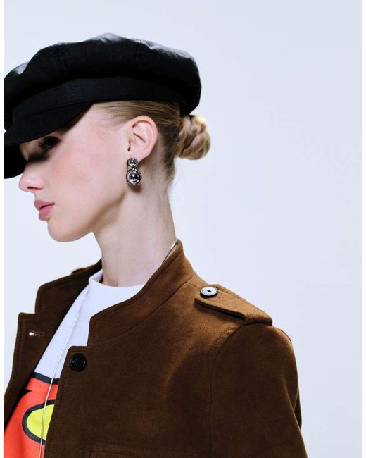 Mango Brown Tailored Collarless Jacket