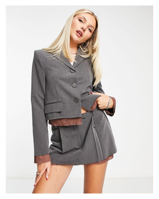 Collusion Micro Skirt With Raw Edge Detailing in Grey | Lyst Canada