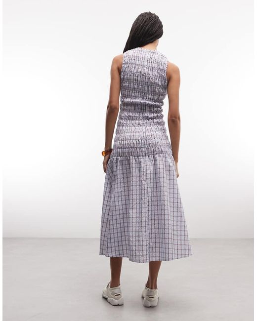 Daisy Street Blue Drop Waist Shirred Maxi Dress