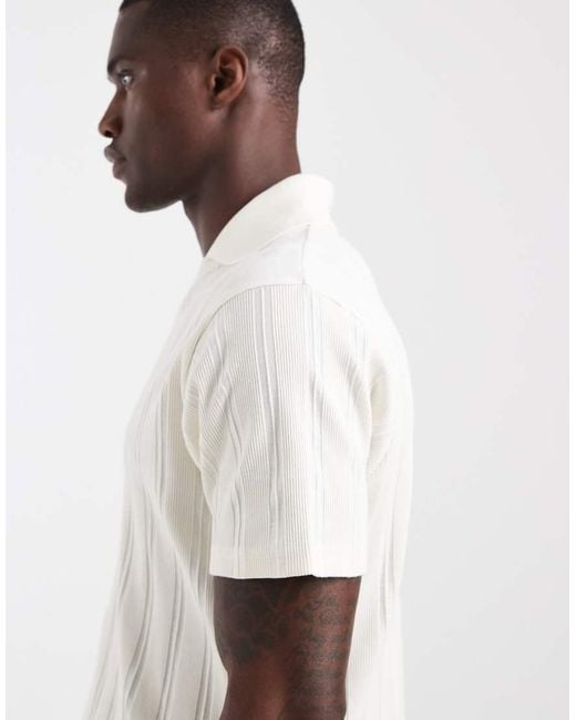 ASOS White Slim Fit Notch Neck Polo Shirt for men