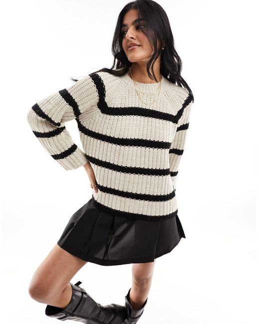 Pull&Bear White Textured Waffle Knit Jumper