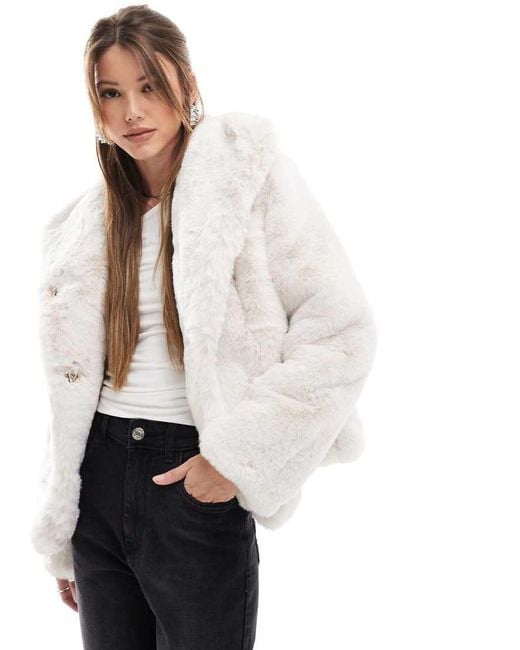 Morgan White Faux Fur Jacket