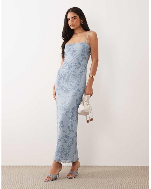 ASOS Blue Mesh Cami Maxi Dress