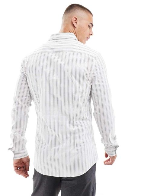 ASOS White Skinny Stripe Shirt for men