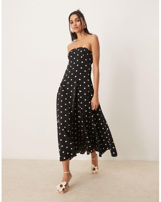 Abercrombie & Fitch Natural – asymmetrisches trägerloses midikleid