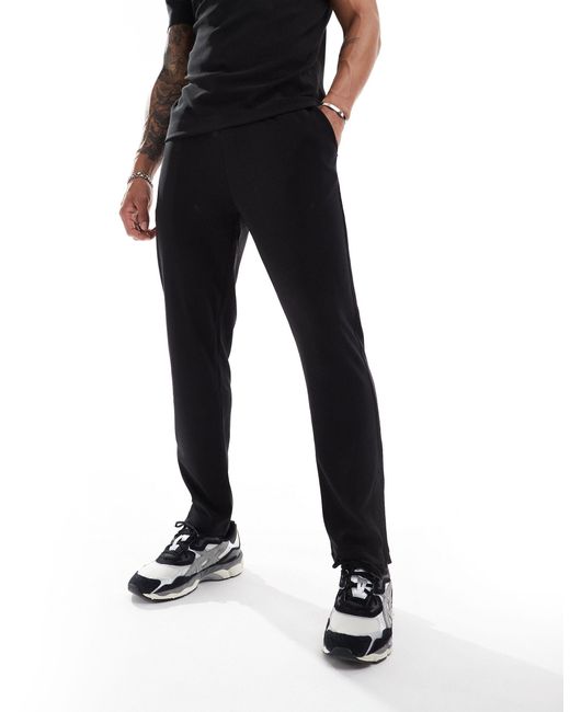 The Couture Club Black Co-ord Rib Textured Trousers for men