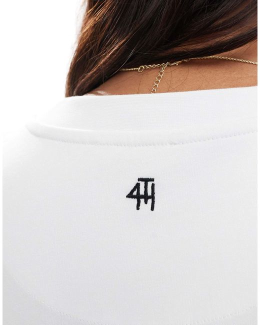 4th & Reckless White Oversized Embroidered Logo T-shirt