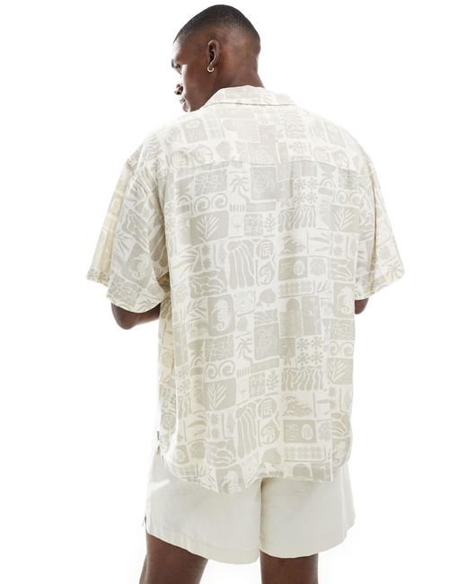 Chemise en lin à imprimé faune marine avec col à revers et manches courtes - beige Jack & Jones pour homme en coloris Natural