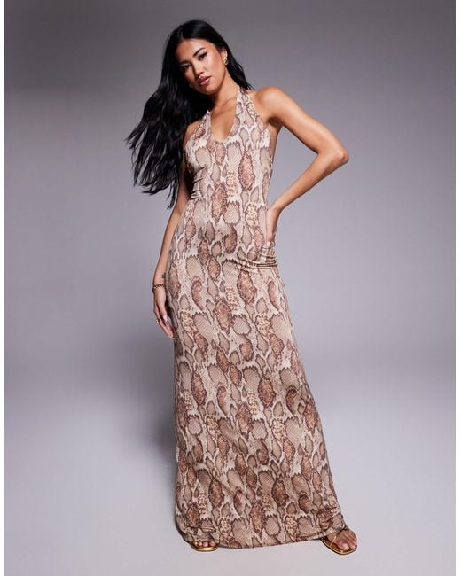 AFRM Multicolor Drape Back Mesh Maxi Dress