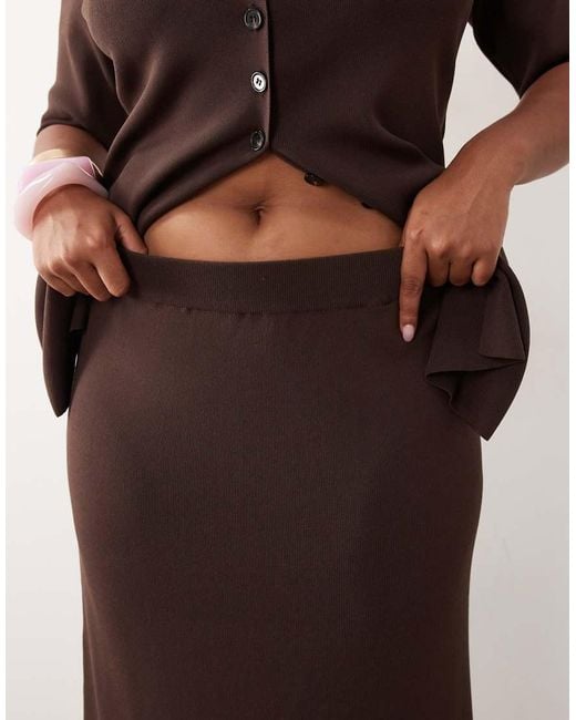 Pretty Lavish Curve Brown Lilah Knit Maxi Skirt