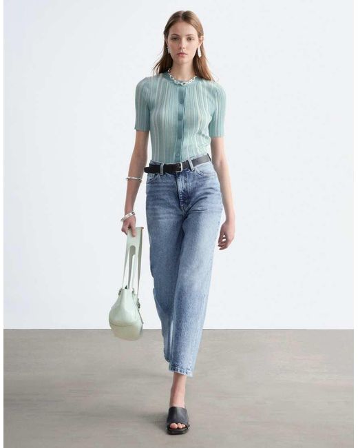 & Other Stories Blue Wide Fit Cropped Jeans