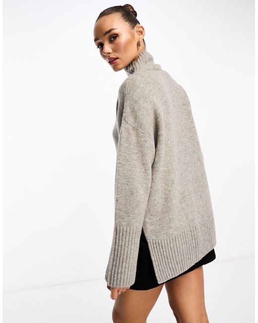 & Other Stories White Wool Roll Neck Oversize Jumper