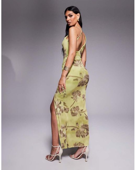ASOS Multicolor Wrap Neck Detail With Exposed Seams Maxi Dress