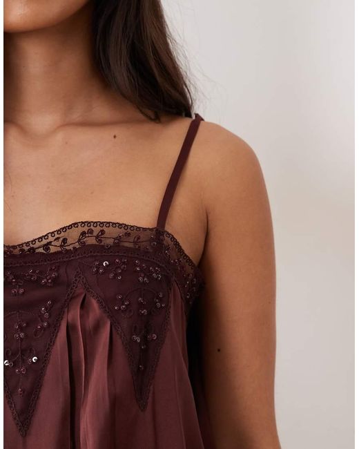 Miss Selfridge Red Embelished Satin Mini Dress