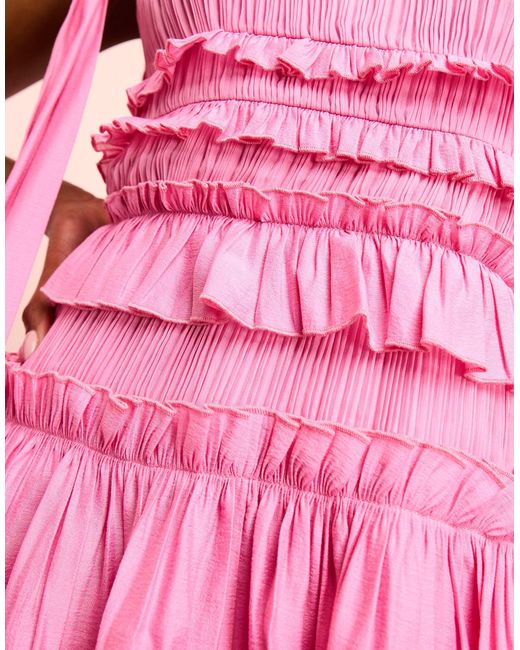 Robe froncée courte en popeline ASOS en coloris Pink