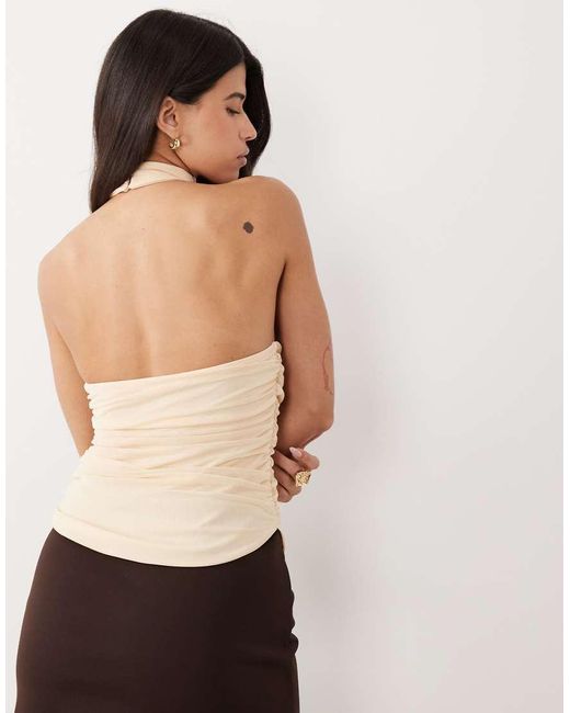 ASOS Natural Mesh Super Ruched Halter