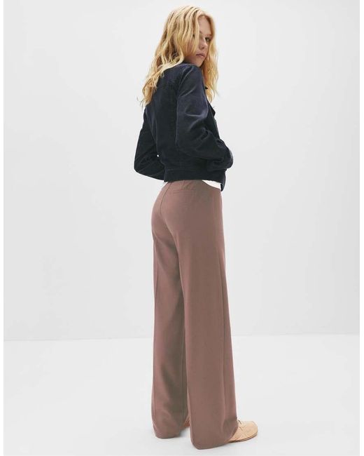 Pull&Bear Brown Smart High Waist Straight Leg Trousers