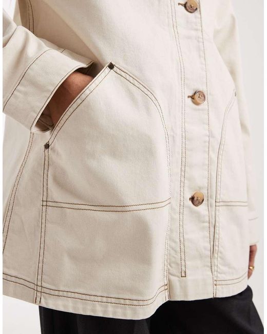 ASOS Natural Asos Design Tall Oversized Cotton Harrington Jacket