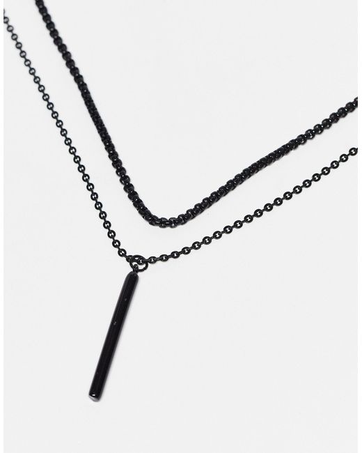 Topman Black Fabric Necklace With Pendant