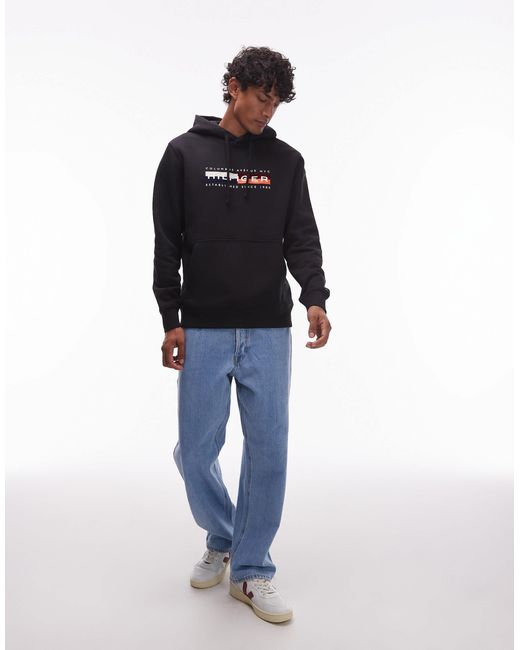 Tommy Hilfiger Blue Colour Block Logo Hoodie for men