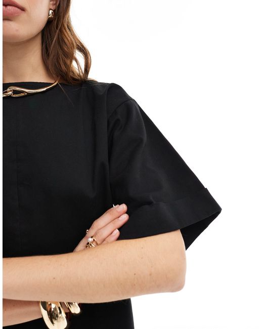 ASOS Black Boxy Oversized T-shirt Cotton Twill Mini Dress