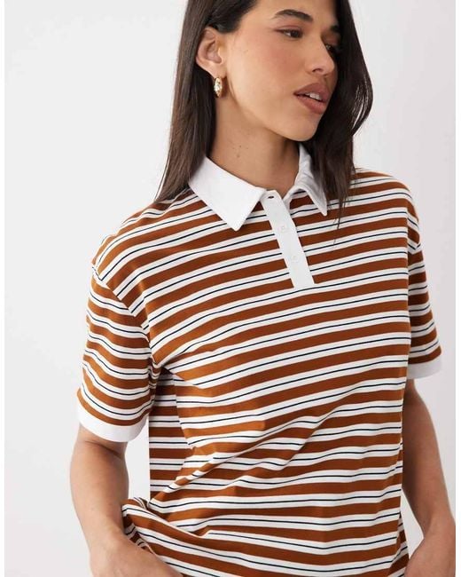 The Frolic White Exclusive Collared Oversized Rugby Polo T-Shirt