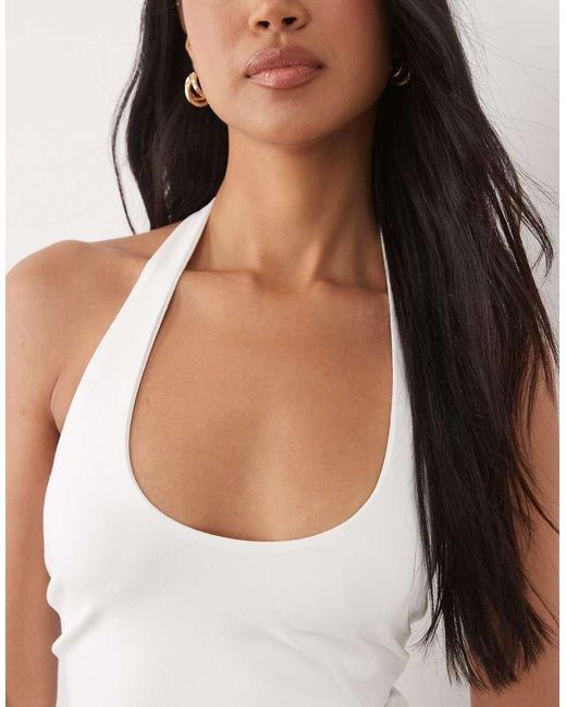 ASOS White Double Layer Minimal Halter Neck Top