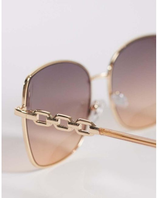 New Look Pink Metal Square Sunglasses