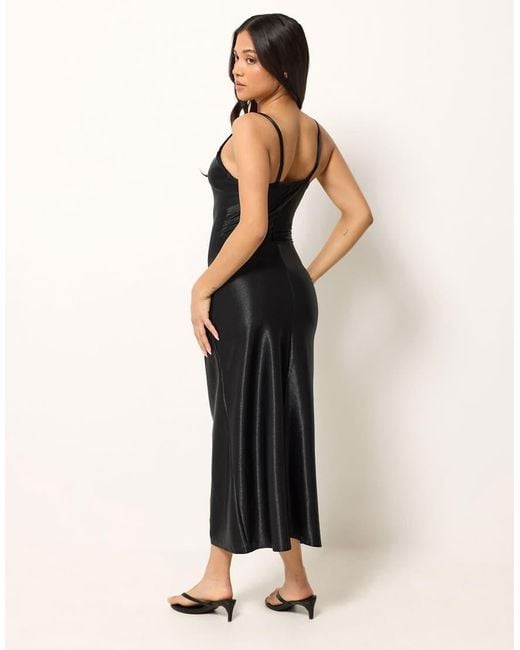 PixieGirl Black Petite Lace Trim Maxi Dress