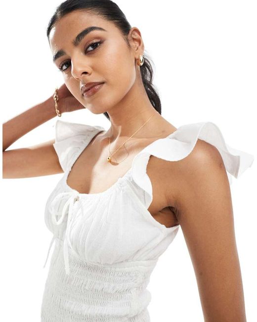 Bershka Gesmokte Top in het White