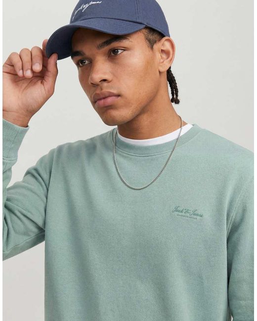 Jack & Jones Blue Sweatshirt With Script Logo for men