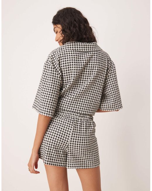 ASOS Gray – schlupf-shorts mit -weißem vichy-karo