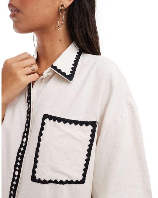 Vero Moda White Oversized Shirt Co-ord With Contrast Stitching