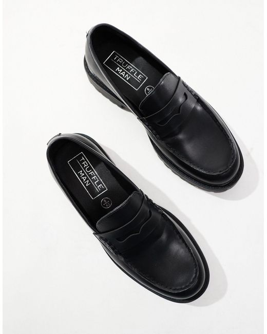 Truffle Collection Black Chunky Penny Loafers for men