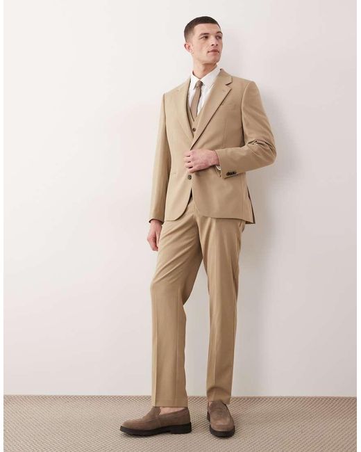 ASOS Smal Colbert in het Natural voor heren