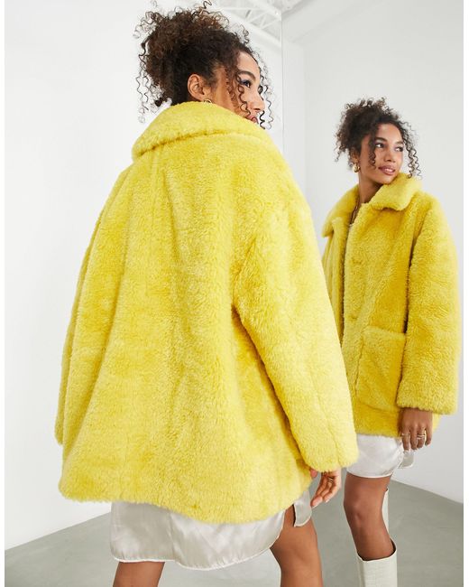 ASOS Yellow Oversized Teddy Jacket