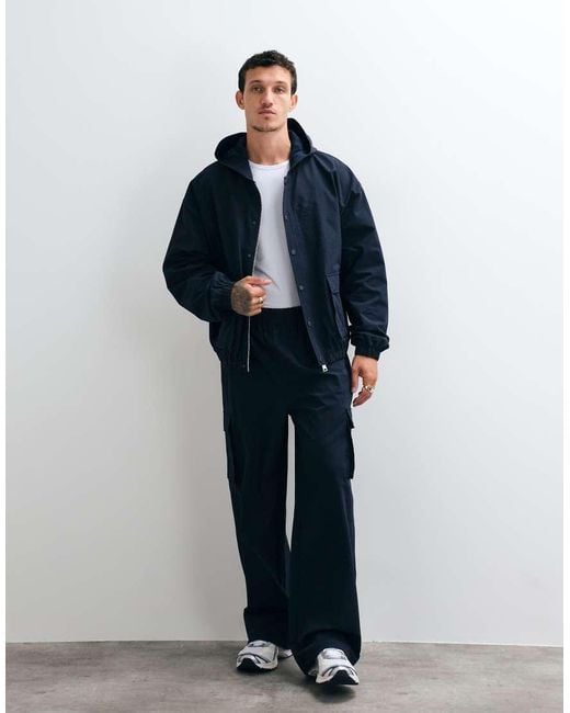 CERNUCCI Blue Textured Nylon Utility Jacket Co-Ord for men