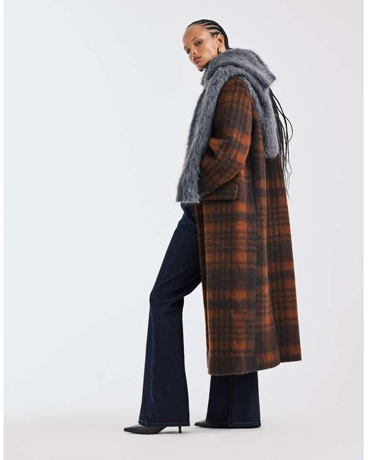 ASOS Multicolor Premium Brushed Wool Blend Dad Coat