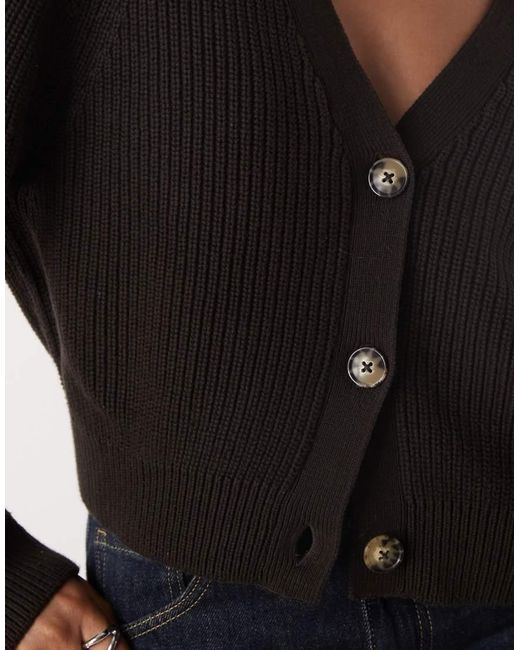 Monki Blue Cropped Knit Cardigan
