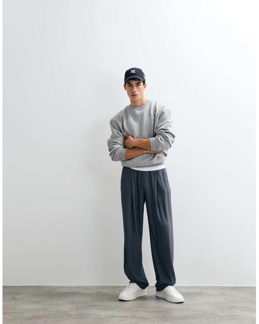 ASOS Gray Wide Leg Pleated jogger for men