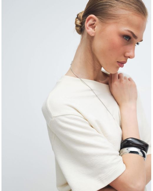 ASOS Natural – strukturiertes oversize-t-shirt aus jersey