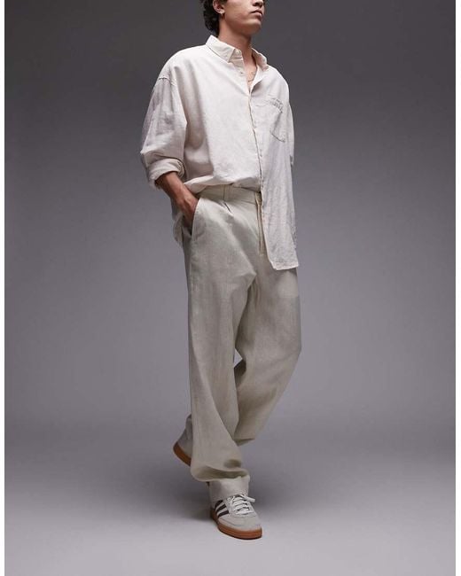 Mango Gray Premium Linen Tapered Trousers for men